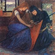unknow artist Lady Affixing pennant to a knight-s spear oil painting reproduction